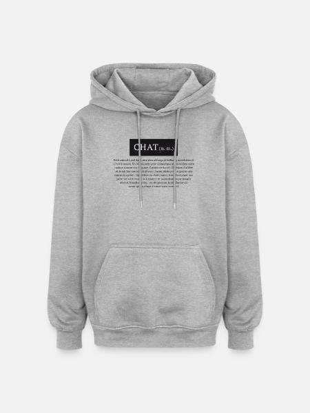 Chat n.m. définition du mot chat - Sweat à capuche oversize unisexe - gris chiné