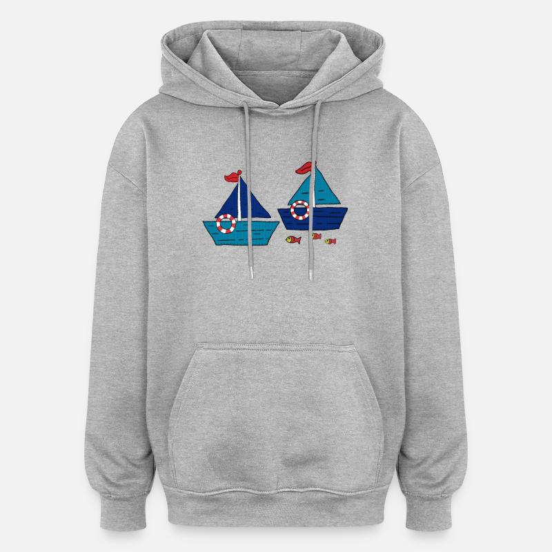 Navette - Sweat à capuche oversize unisexe - gris chiné