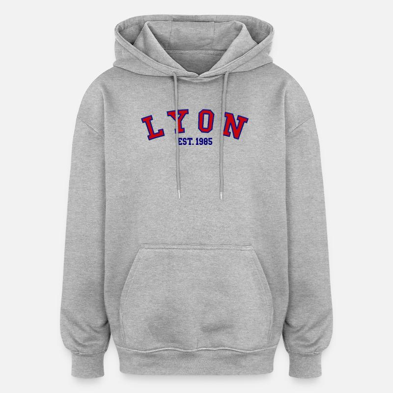 Lyon Est. 1985 - Sweat à capuche oversize unisexe - gris chiné