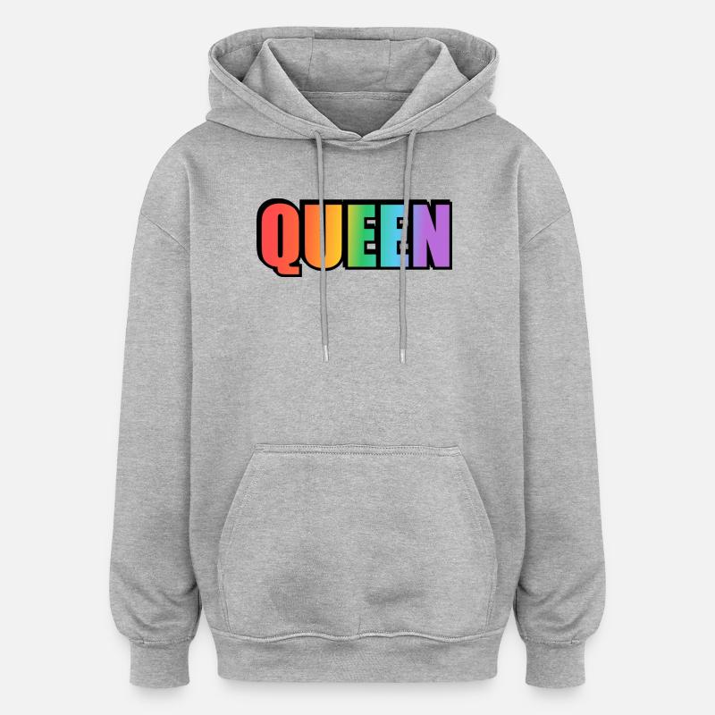 REINE ARC-EN-CIEL - Sweat à capuche oversize unisexe - gris chiné