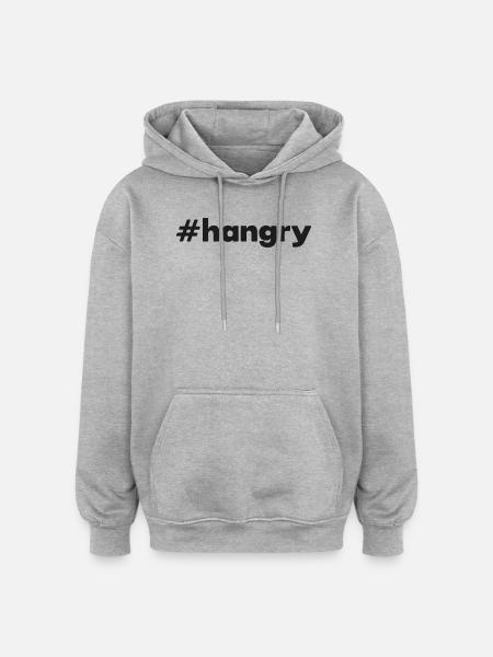 "#hangry" - Oversized Unisex Hoodie - heather grey