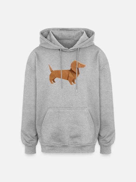 Origami Dachshund Noble Brown - Oversized Unisex Hoodie - heather grey