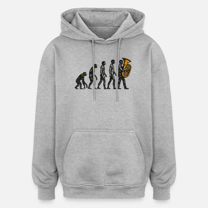 Evolution to Tuba Player Grunge Design - Oversized Unisex Hoodie - heather grey