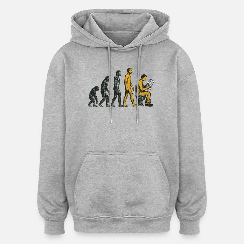 Evolution zum Klo-Mann Grunge Lustig - Oversized Unisex Hoodie - Grau meliert