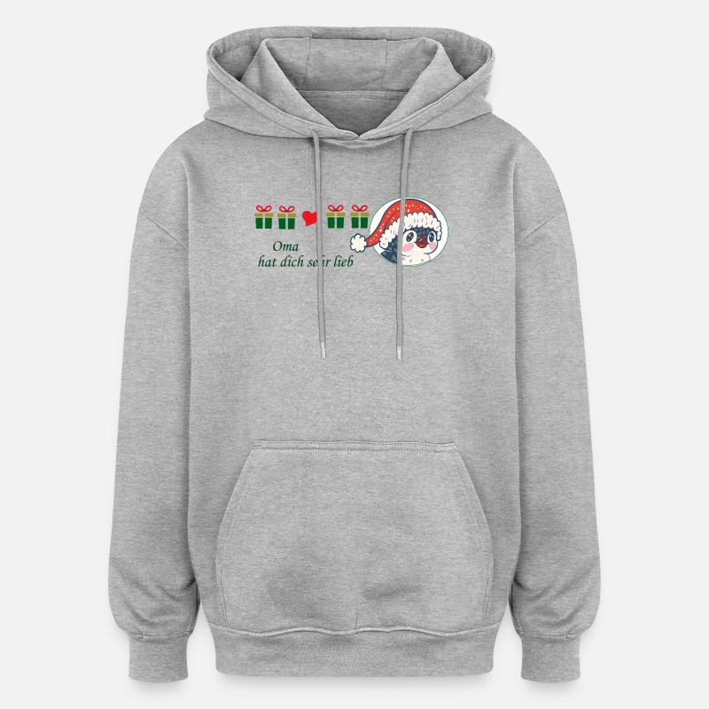 Mamie t’aime beaucoup Noël - Sweat à capuche oversize unisexe - gris chiné