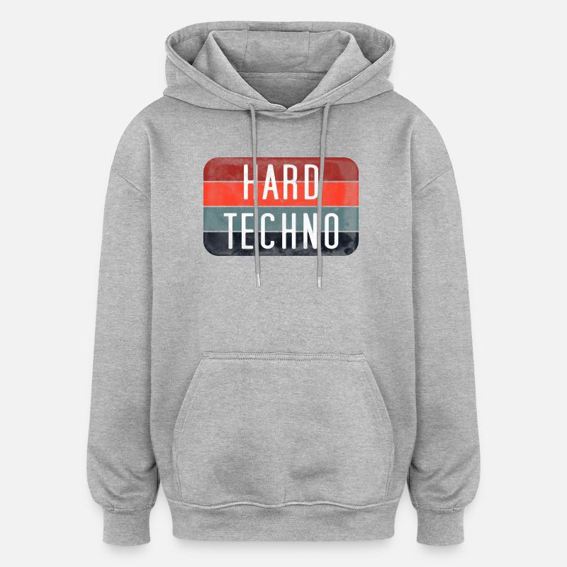 Rayures techno dures - Sweat à capuche oversize unisexe - gris chiné