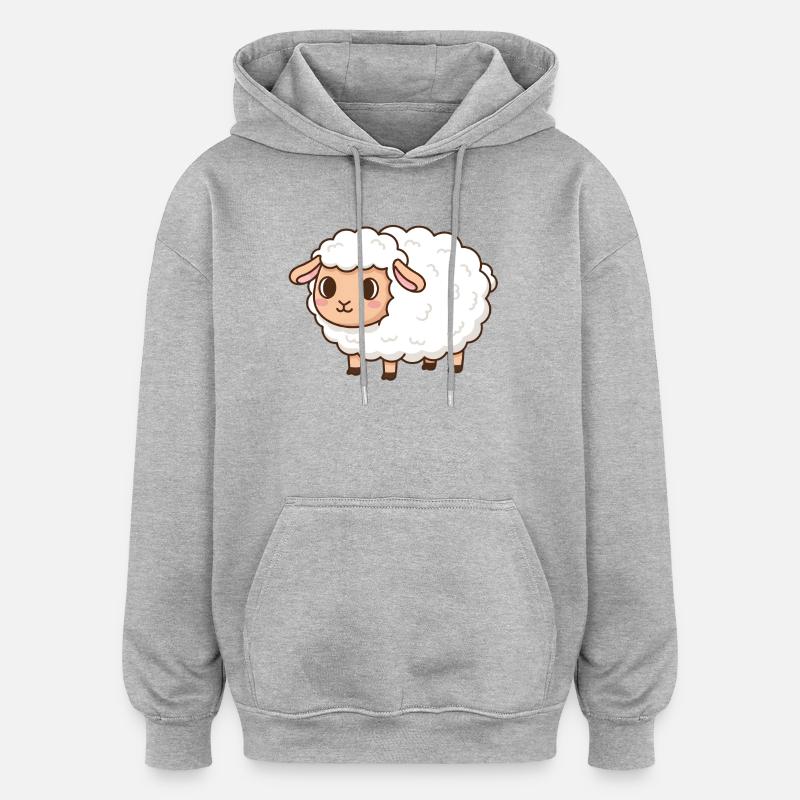 Mouton - Sweat à capuche oversize unisexe - gris chiné