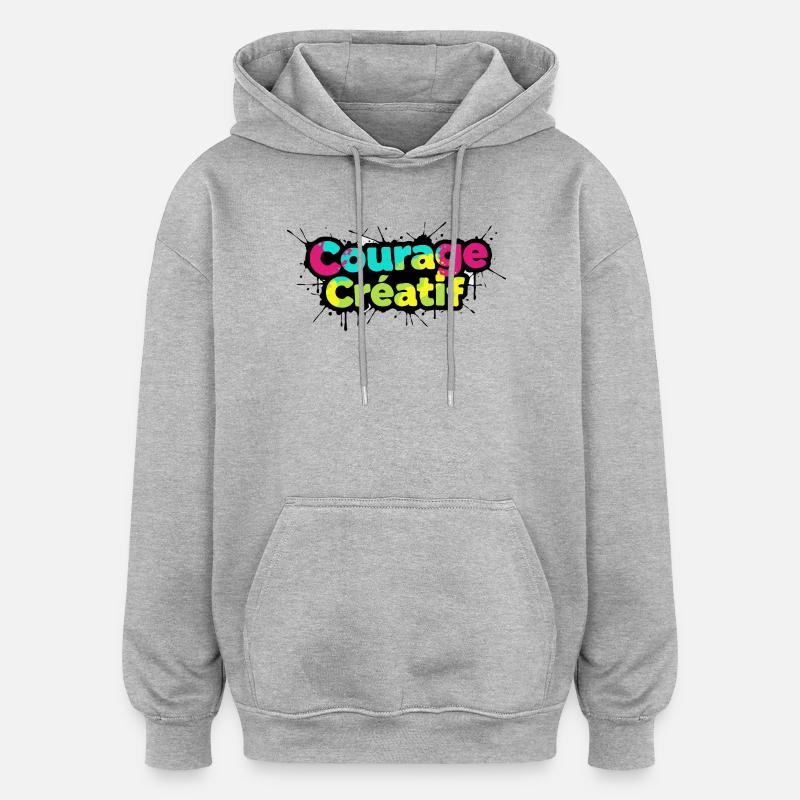 Courage Créatif Bunte Typografie - Oversized Unisex Hoodie - Grau meliert