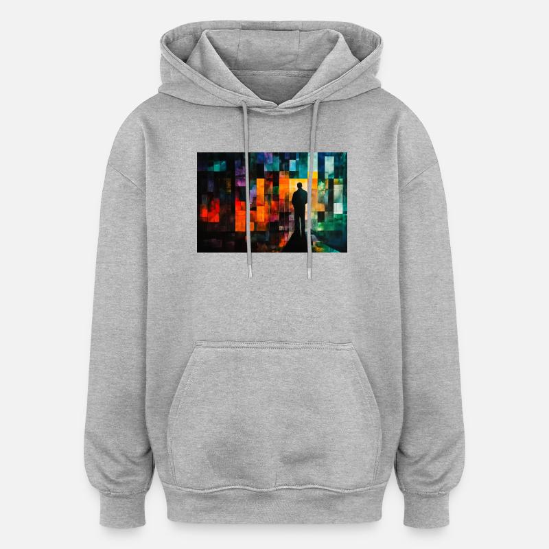 Farbmosaik Schattenpfad - Oversized Unisex Hoodie - Grau meliert