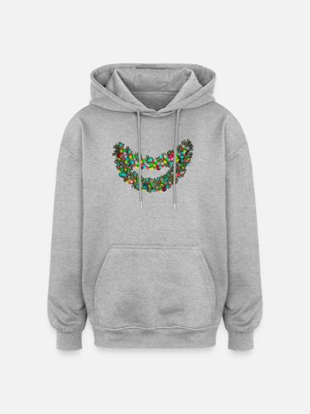 Tazz Talks | Joyful Neon Garland Smile - Oversized Unisex Hoodie - heather grey
