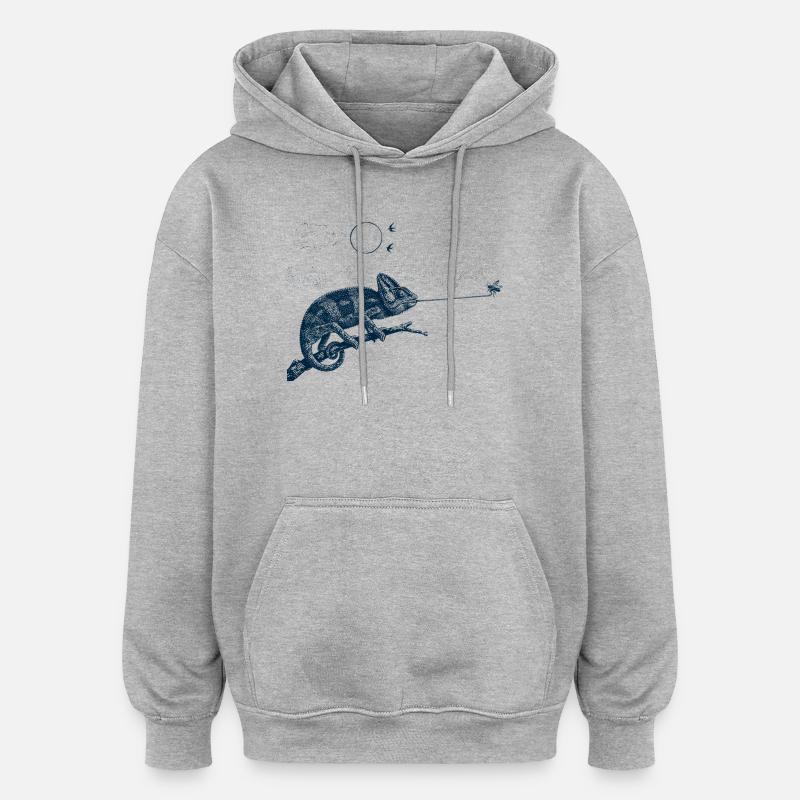 Caméléon gobemouche - Sweat à capuche oversize unisexe - gris chiné