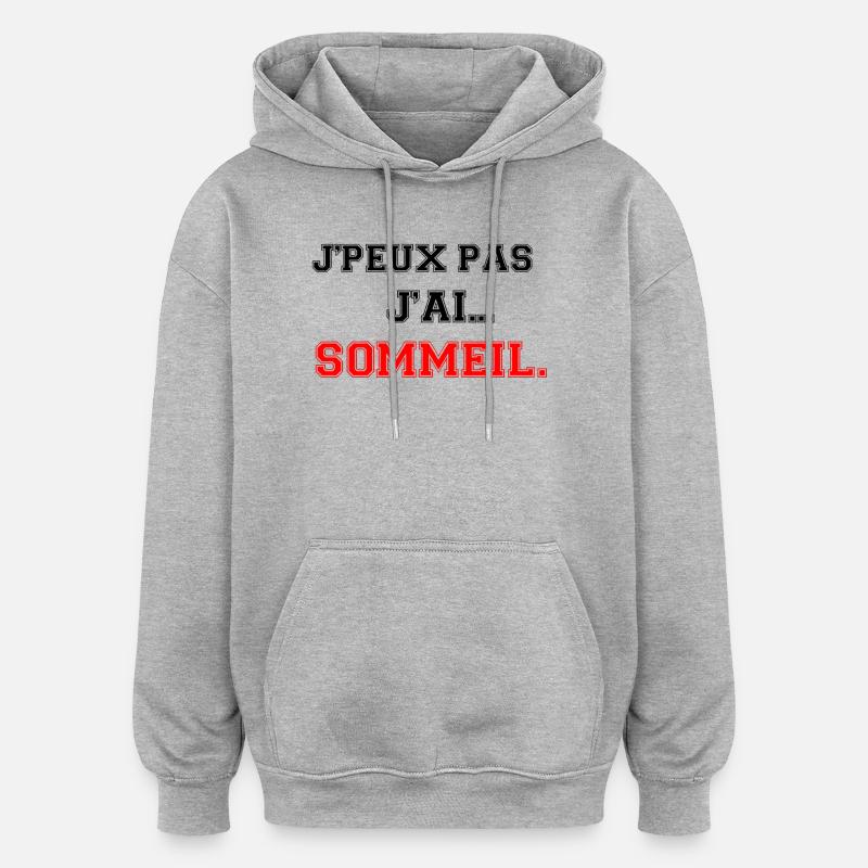 Ich kann nicht, ich bin müde. - Oversized Unisex Hoodie - Grau meliert