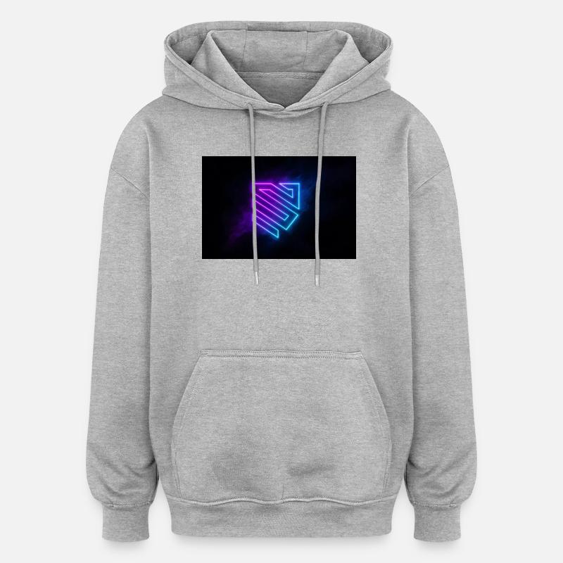 Neon Geometrischer Schild - Oversized Unisex Hoodie - Grau meliert