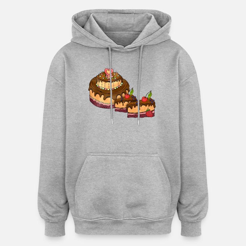 Gâteau - Sweat à capuche oversize unisexe - gris chiné