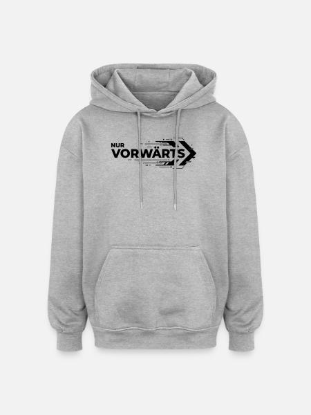 Nur Vorwärts - Oversized Unisex Hoodie - Grau meliert