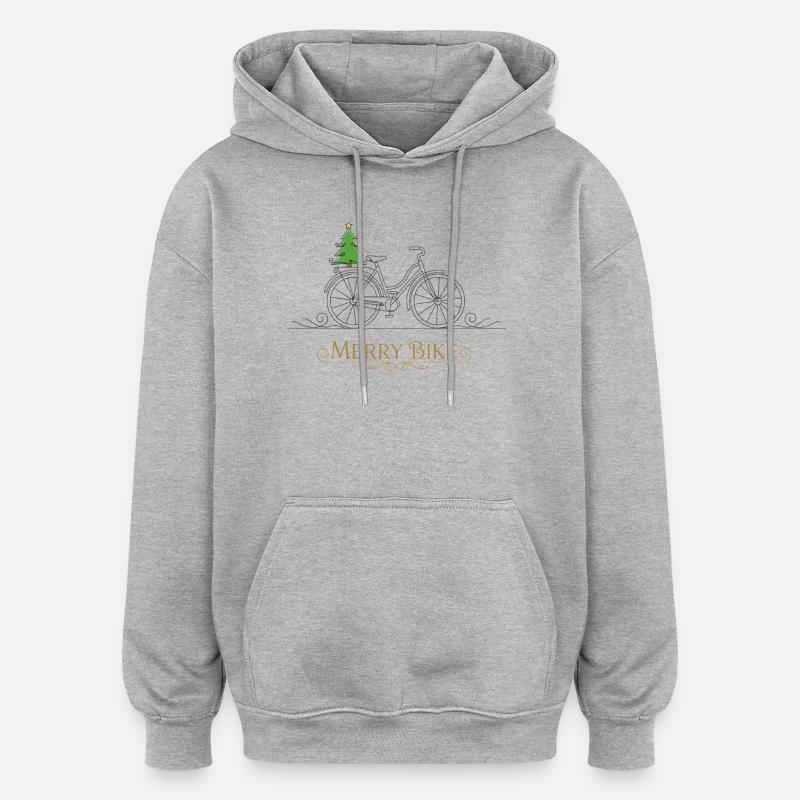 Arbre de Noël joyeux vélo - Sweat à capuche oversize unisexe - gris chiné
