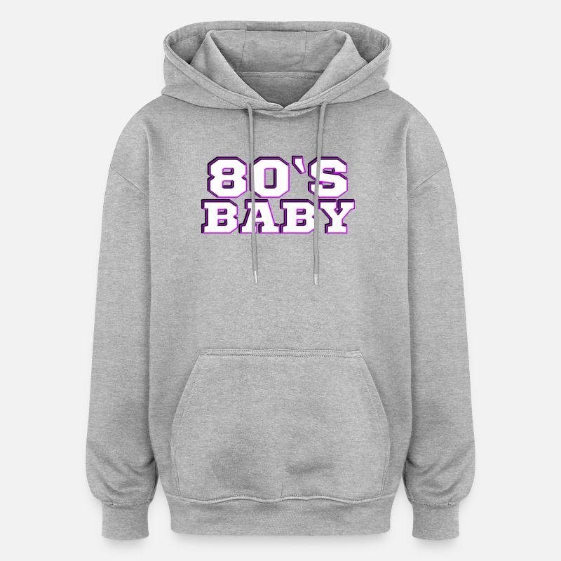 80-talet - Oversized luvtröja unisex - gråmelerad