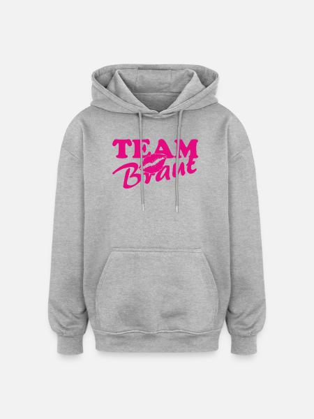 Team Brant Lip Kiss Neon Pink - Oversized Unisex Hoodie - heather grey