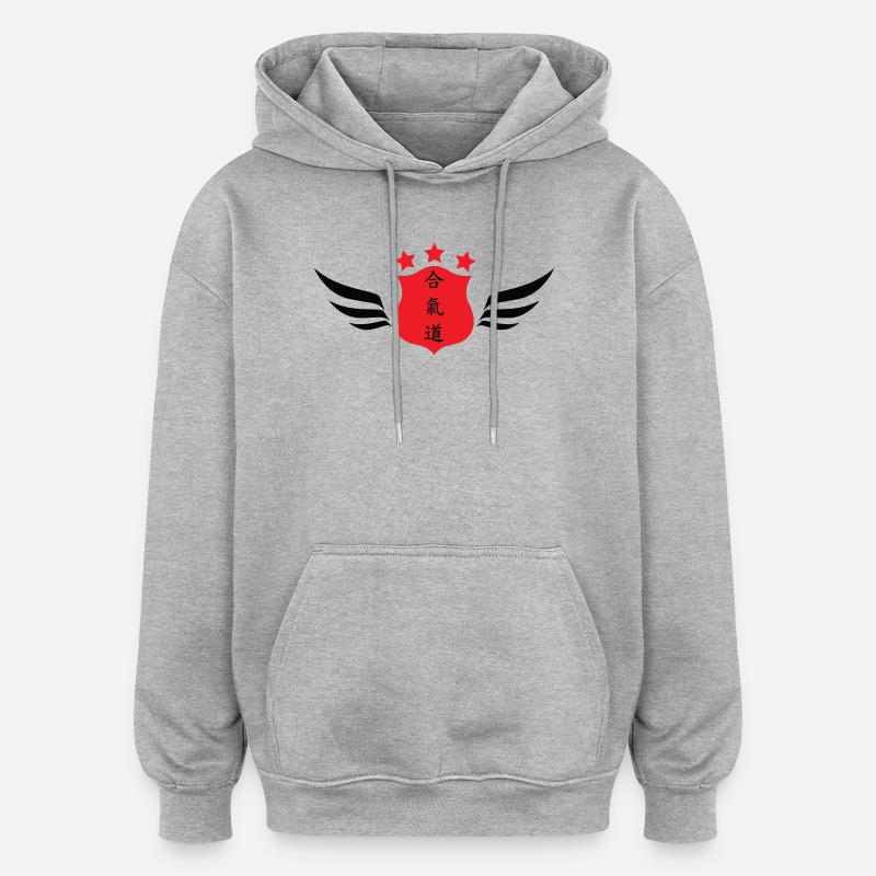 Aïkido - Art Martial - Aïkidoka - Sweat à capuche oversize unisexe - gris chiné