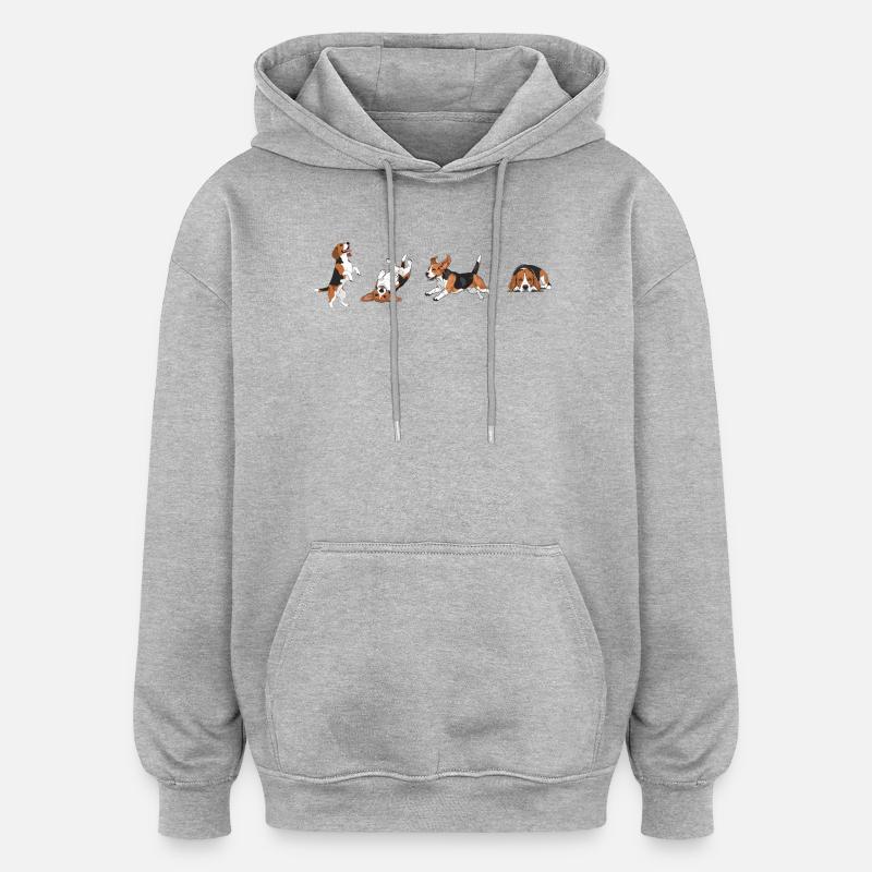 Chiens mignons  - Sweat à capuche oversize unisexe - gris chiné
