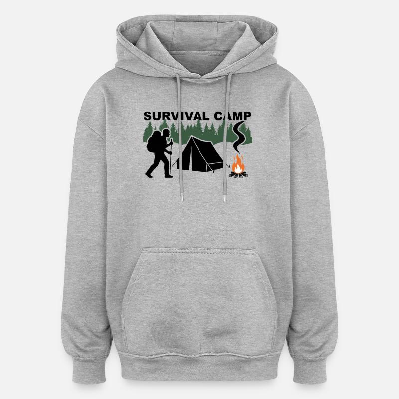 Camp de survie - Sweat à capuche oversize unisexe - gris chiné