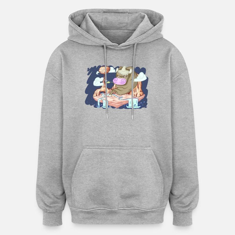 Mexicow - Sweat à capuche oversize unisexe - gris chiné