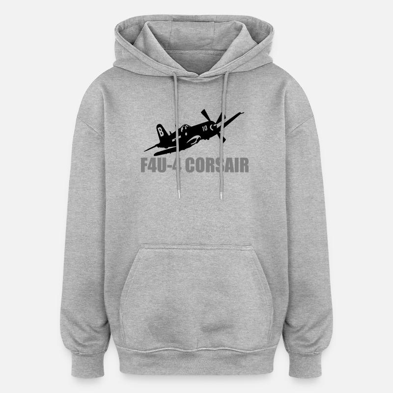 F4U 4 Corsair - Oversized luvtröja unisex - gråmelerad