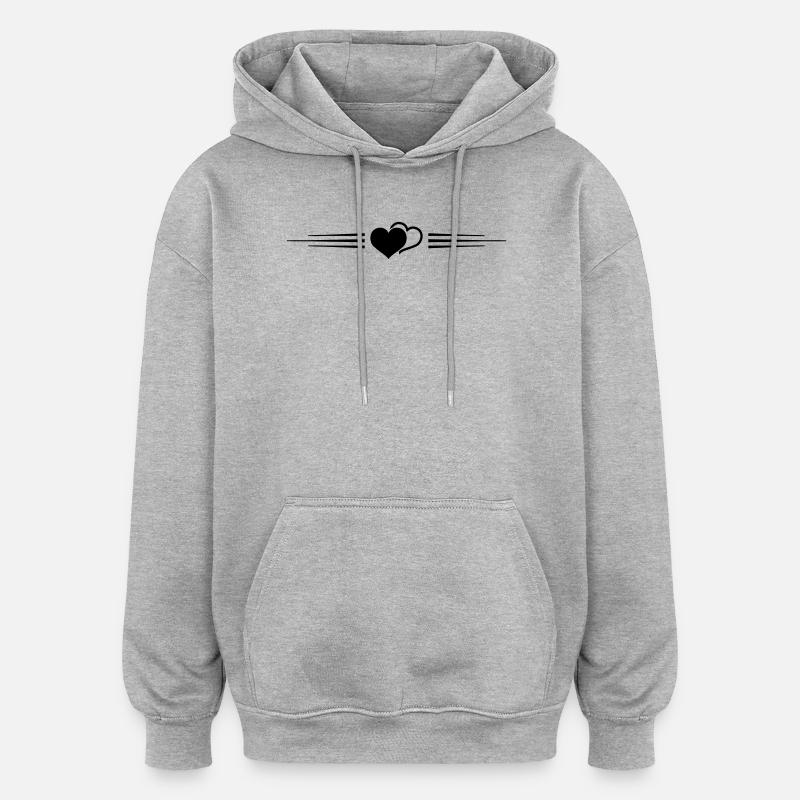 Ligne de symbole de cœurs - Sweat à capuche oversize unisexe - gris chiné