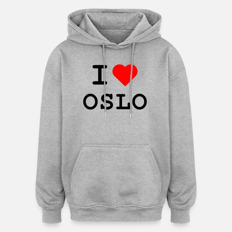 J’adore Oslo - ich liebe Oslo - Sweat à capuche oversize unisexe - gris chiné