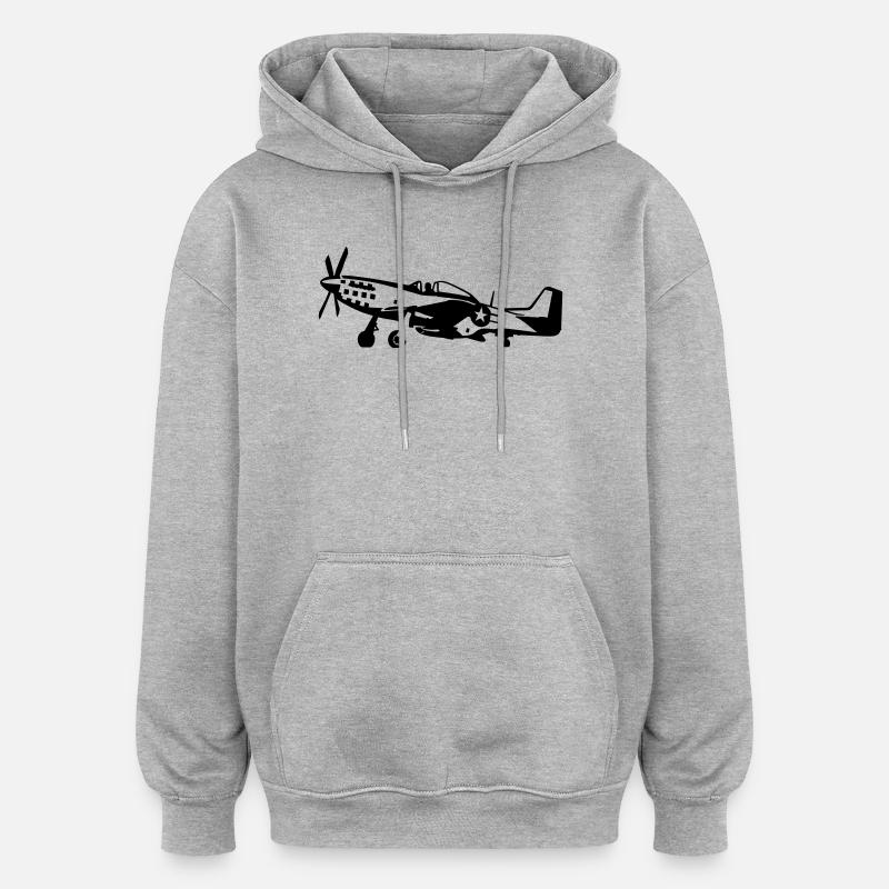 P-51 - Sweat à capuche oversize unisexe - gris chiné
