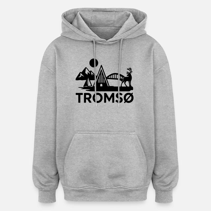 Tromsø Silhouette - Sweat à capuche oversize unisexe - gris chiné