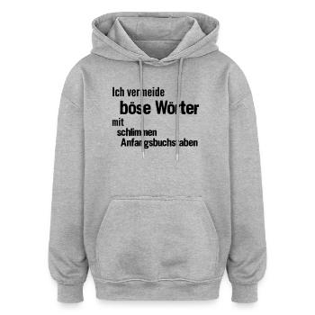 Boese Woerter - Oversized Unisex Hoodie - Grau meliert - Vorne - Noah (186cm)