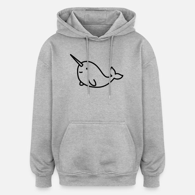 Narwal - Oversized Unisex Hoodie - Grau meliert