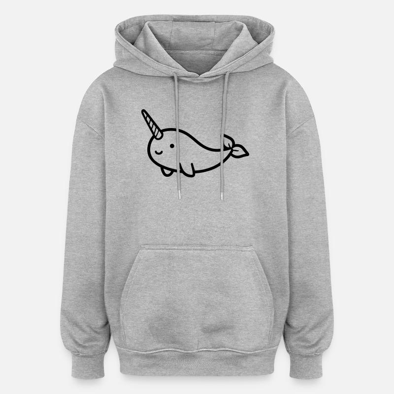 Narval - Sweat à capuche oversize unisexe - gris chiné