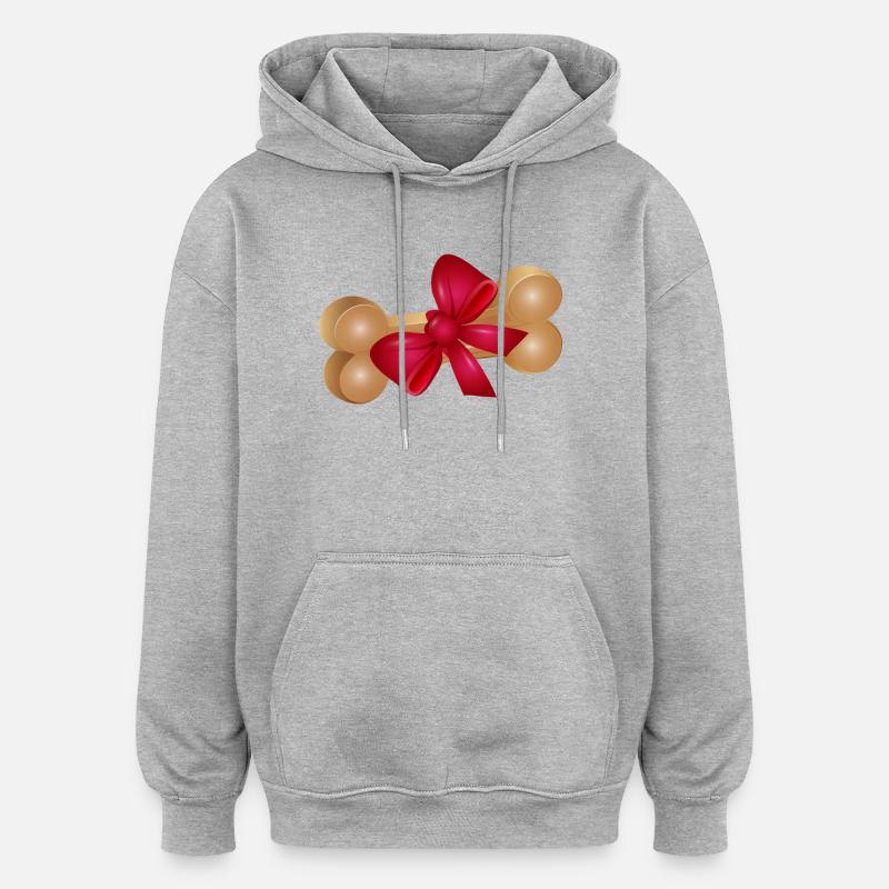 Geschenk-Kauknochen mit roter Schleife - Oversized Unisex Hoodie - Grau meliert