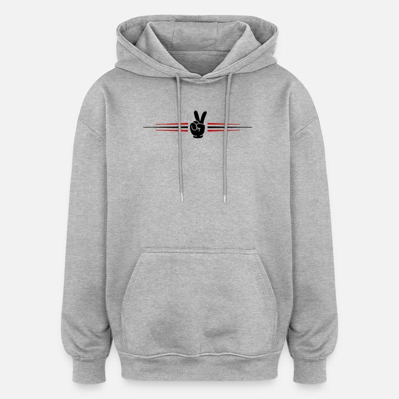 Peace Hand Comic Line - Oversized Unisex Hoodie - heather grey