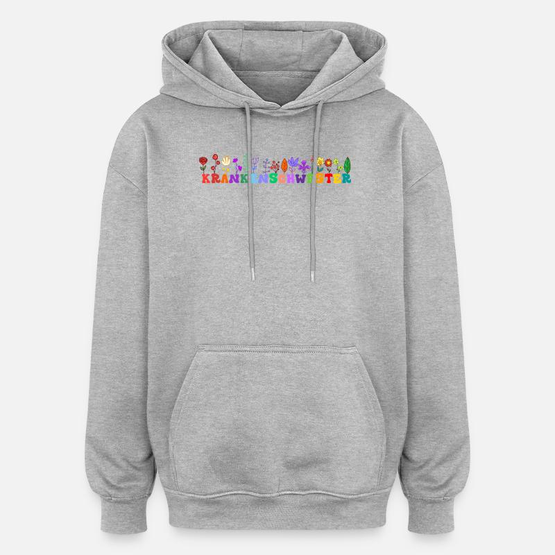 Krankenschwester Blumen Geschenk Notfall Medizin - Oversized Unisex Hoodie - Grau meliert