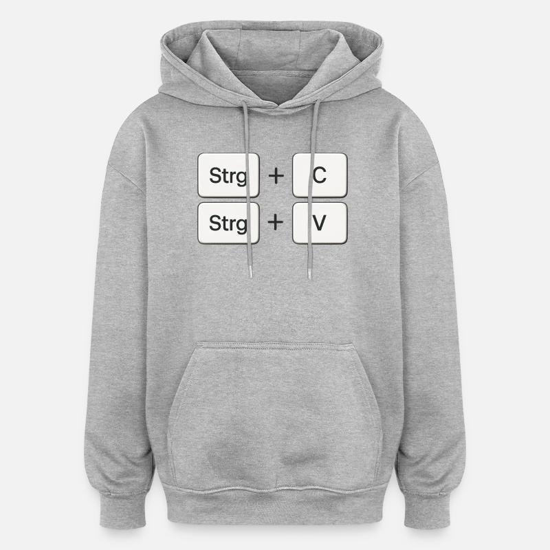 Kopieren + Einfügen | Copy + Paste - Oversized Unisex Hoodie - Grau meliert