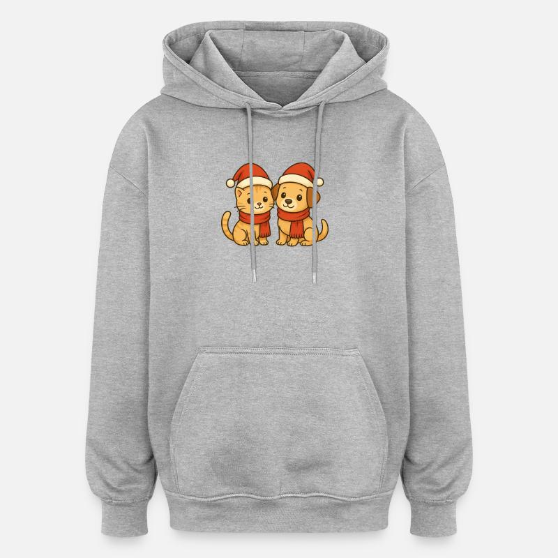 Weihnachts Duo Haustierfreunde - Oversized Unisex Hoodie - Grau meliert
