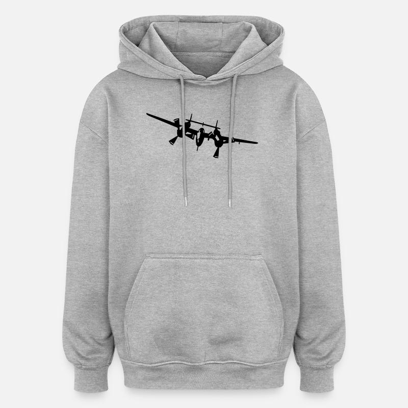 P-38 - Sweat à capuche oversize unisexe - gris chiné