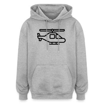 Hubschrauber - Oversized Unisex Hoodie - Grau meliert - Vorne - Noah (186cm)
