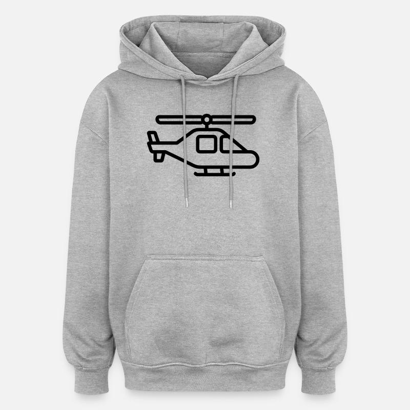 hélicoptère - Sweat à capuche oversize unisexe - gris chiné