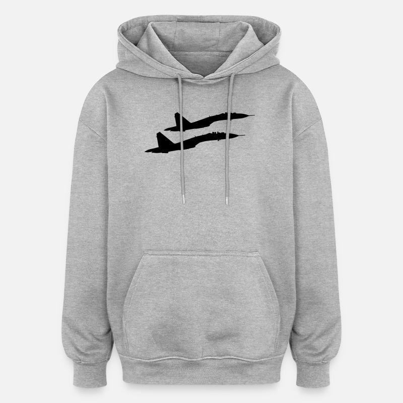 Su-35 - Sweat à capuche oversize unisexe - gris chiné