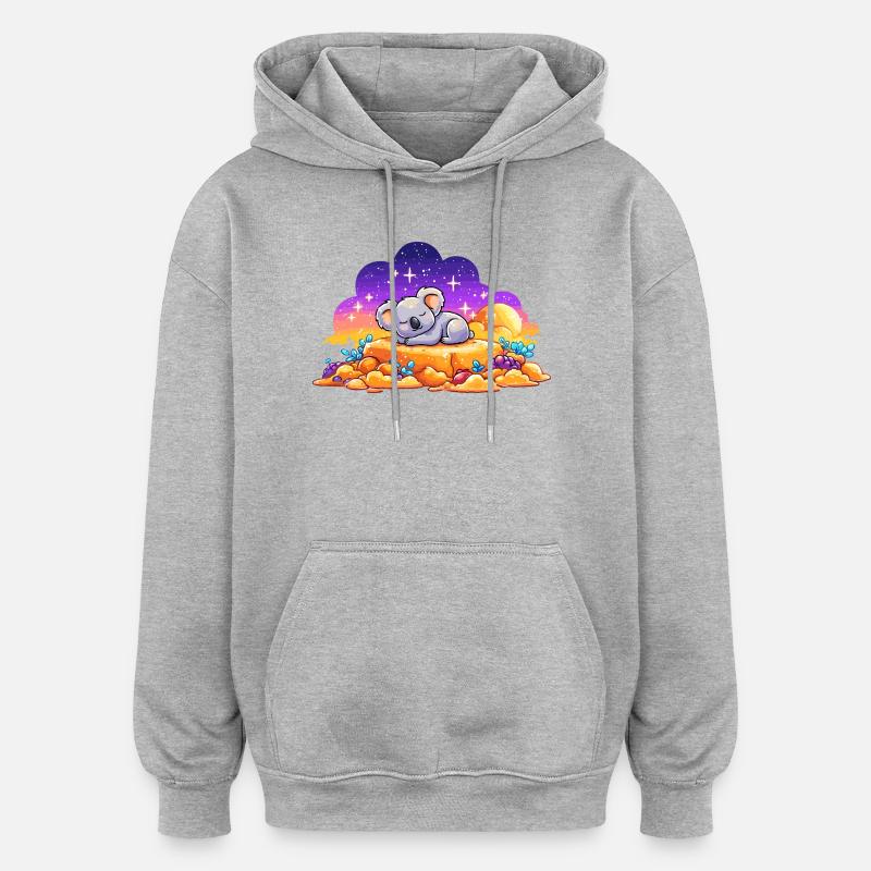 Sleeping koala on glowing rock - Oversized Unisex Hoodie - heather grey