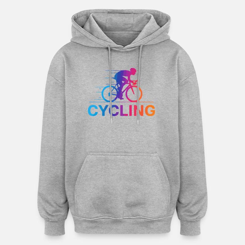 Gradient vibrant du cyclisme - Sweat à capuche oversize unisexe - gris chiné