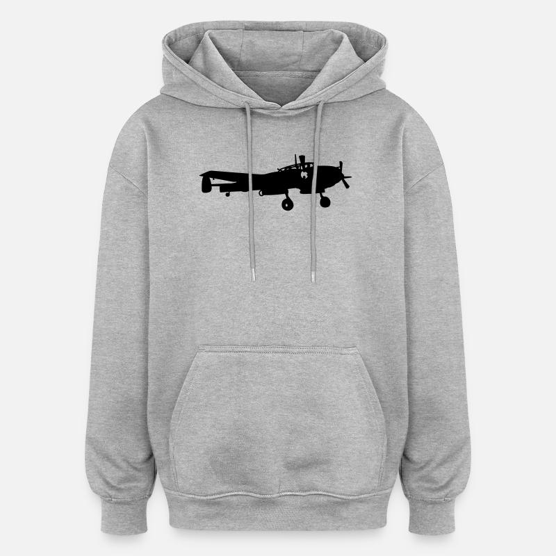 Bf-110 - Sweat à capuche oversize unisexe - gris chiné