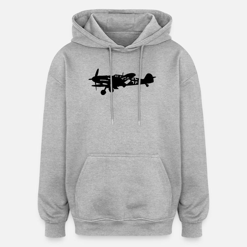 Bf-109 - Sweat à capuche oversize unisexe - gris chiné