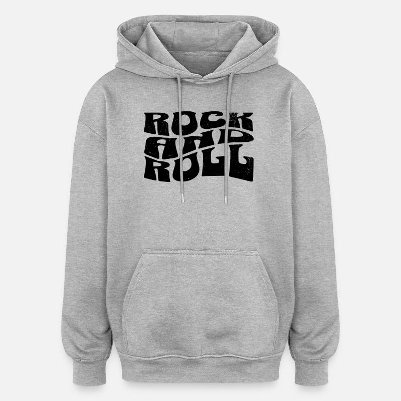 Conception du logo Rock and Roll - Sweat à capuche oversize unisexe - gris chiné