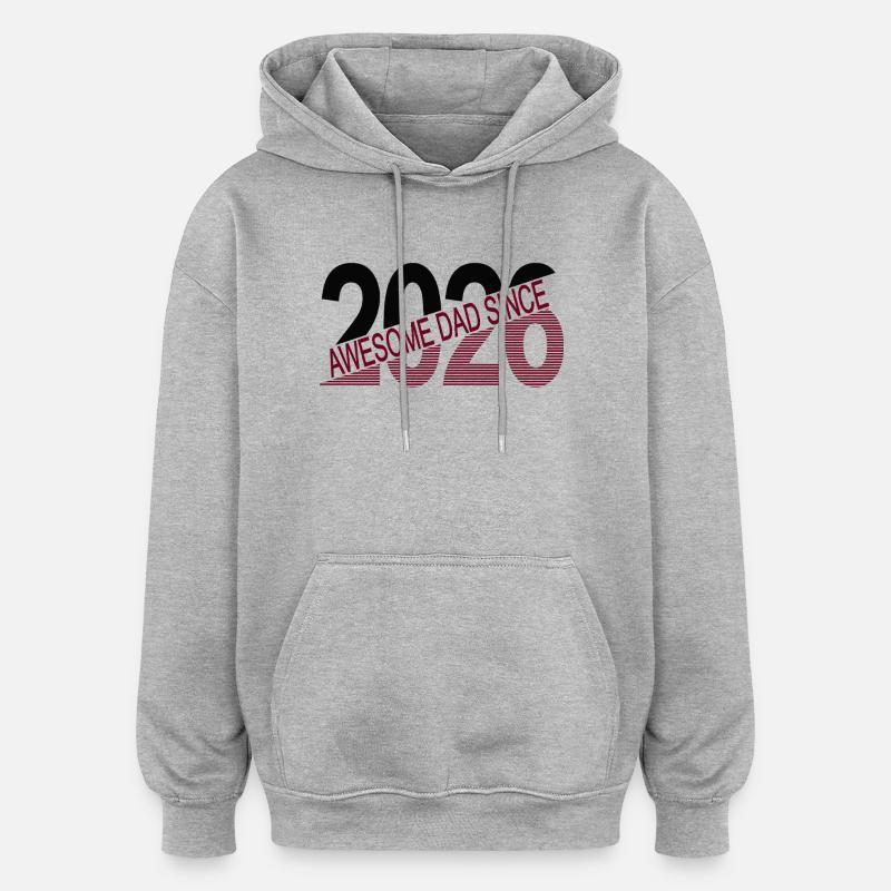 Awesome_dad_since_2026 - Sweat à capuche oversize unisexe - gris chiné
