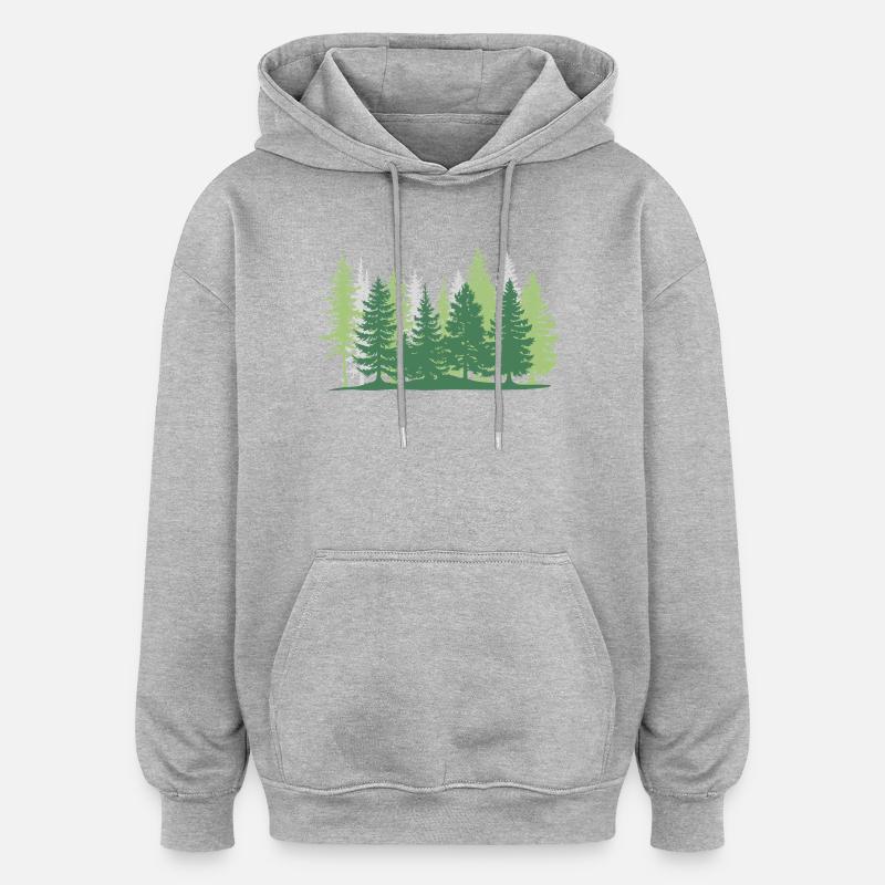Waldbaumgrün - Oversized Unisex Hoodie - Grau meliert